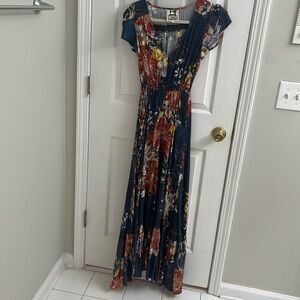 Blue/orange floral Jaase Maxi dress (S)